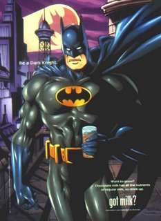 Batman che promuove l'uso del latte per i ragazzini - click